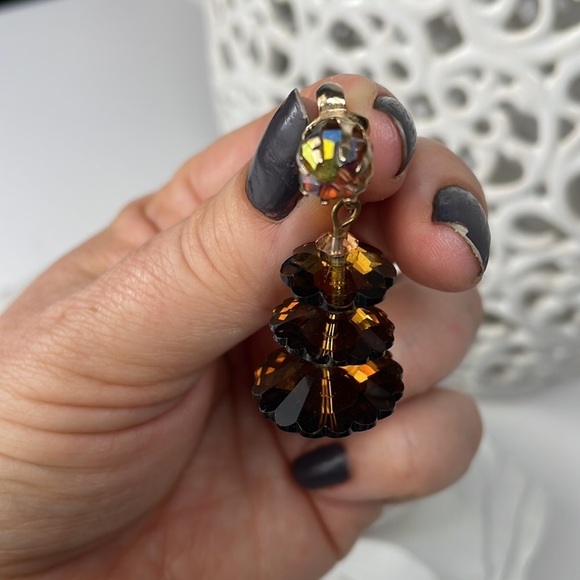 Flying Saucers AB Crystals Glass Disc Earrings - Picture 12 of 16